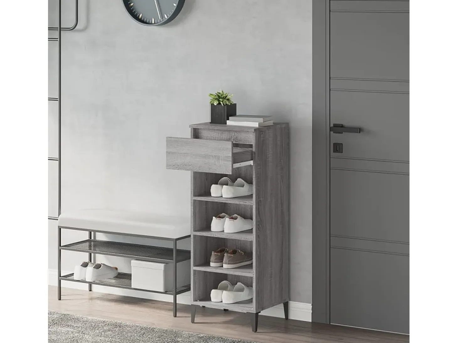 Zapatero Sonoma gris 40x36x105 cm Madera de ingeniería