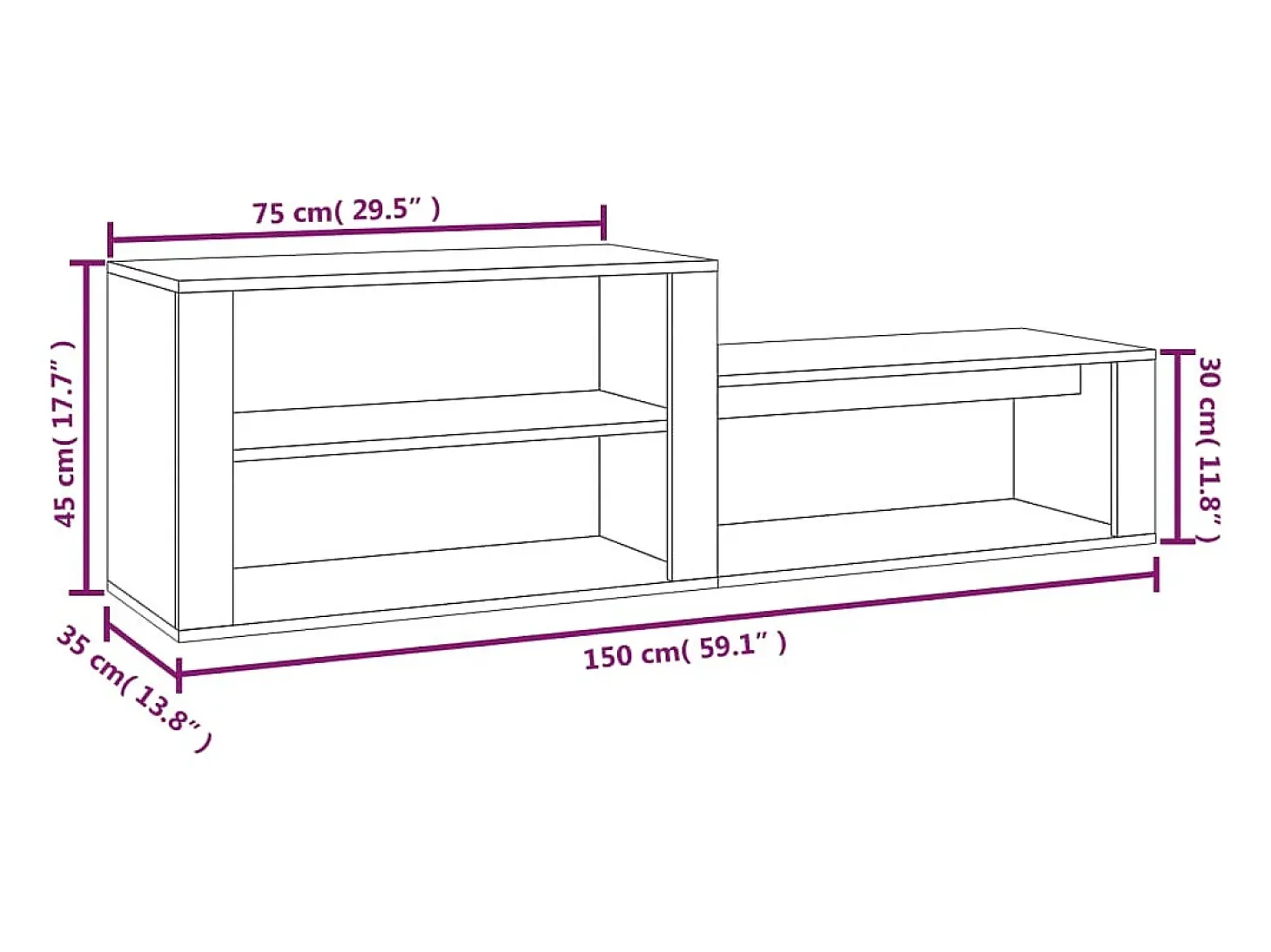 Zapatero Sonoma gris 150x35x45 cm Madera de ingeniería