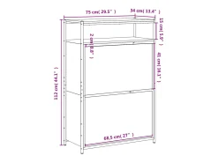 Zapatero Sonoma gris 75x34x112 cm madera de ingeniería