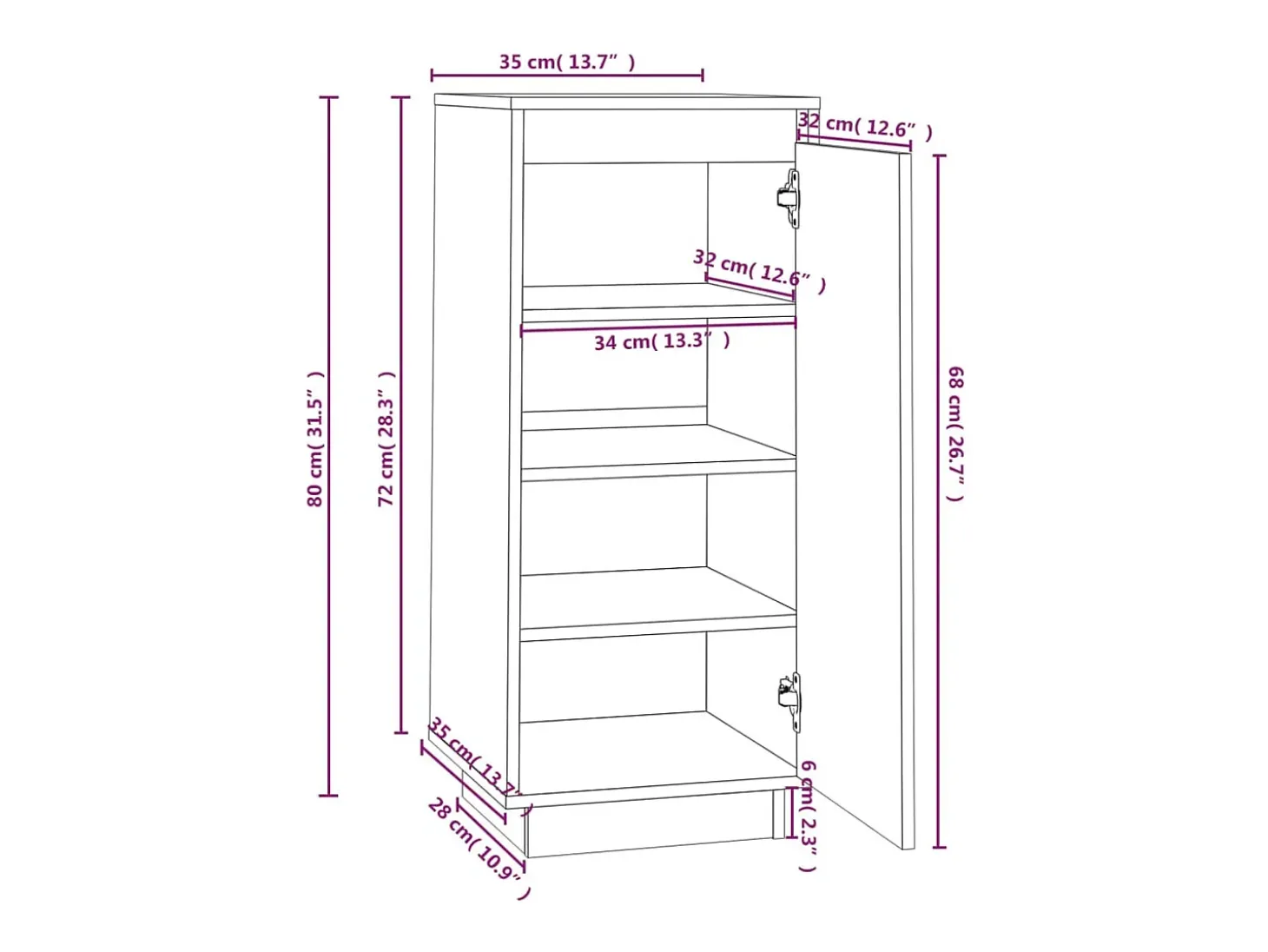 Zapatero 35x35x80 cm Madera maciza de pino