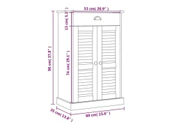 Zapatero 60x35x96 cm madera maciza de pino