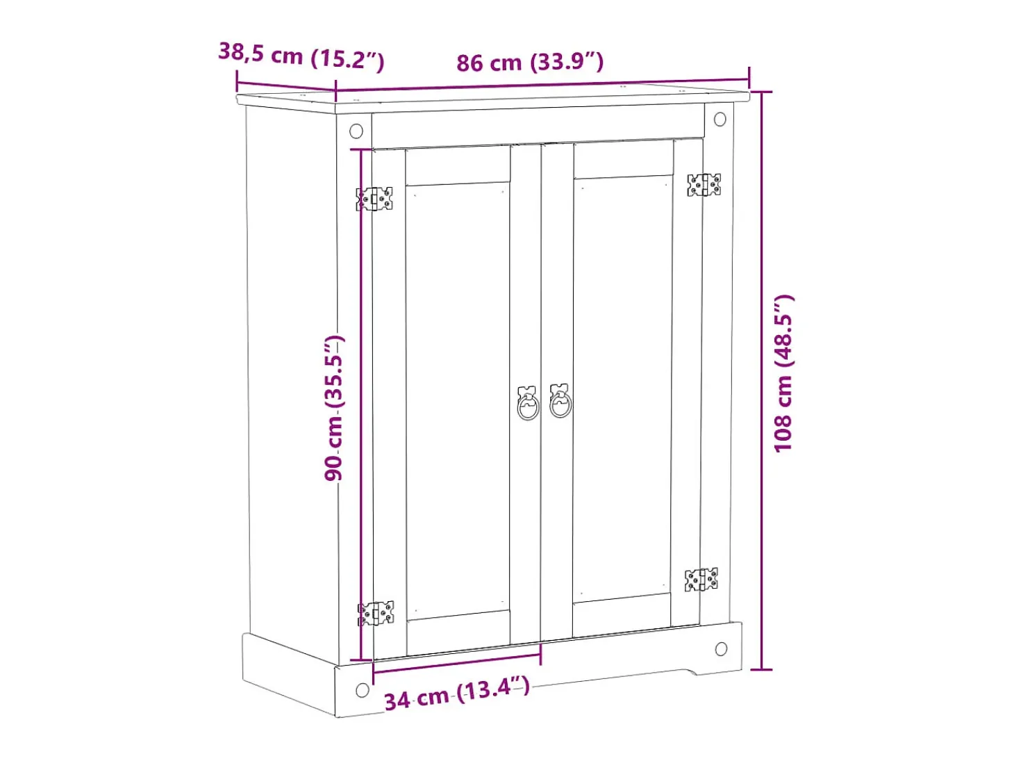 Zapatero 86x38,5x108 cm madera maciza de pino