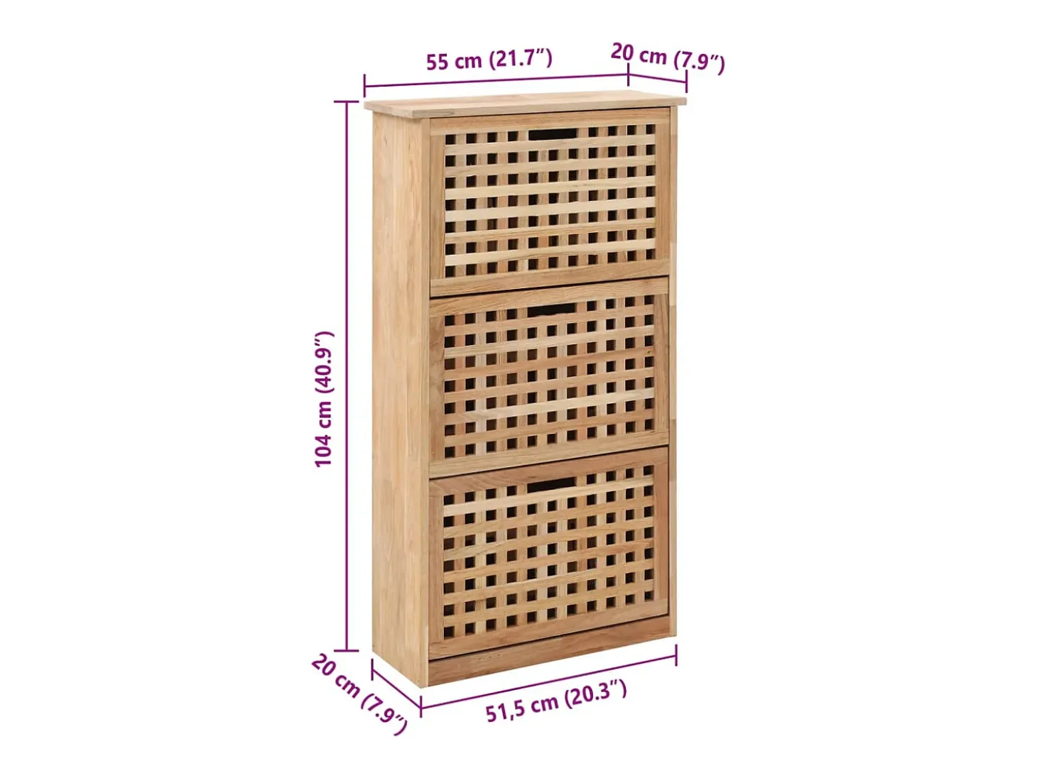 Zapatero 55x20x104 cm Madera maciza de nogal