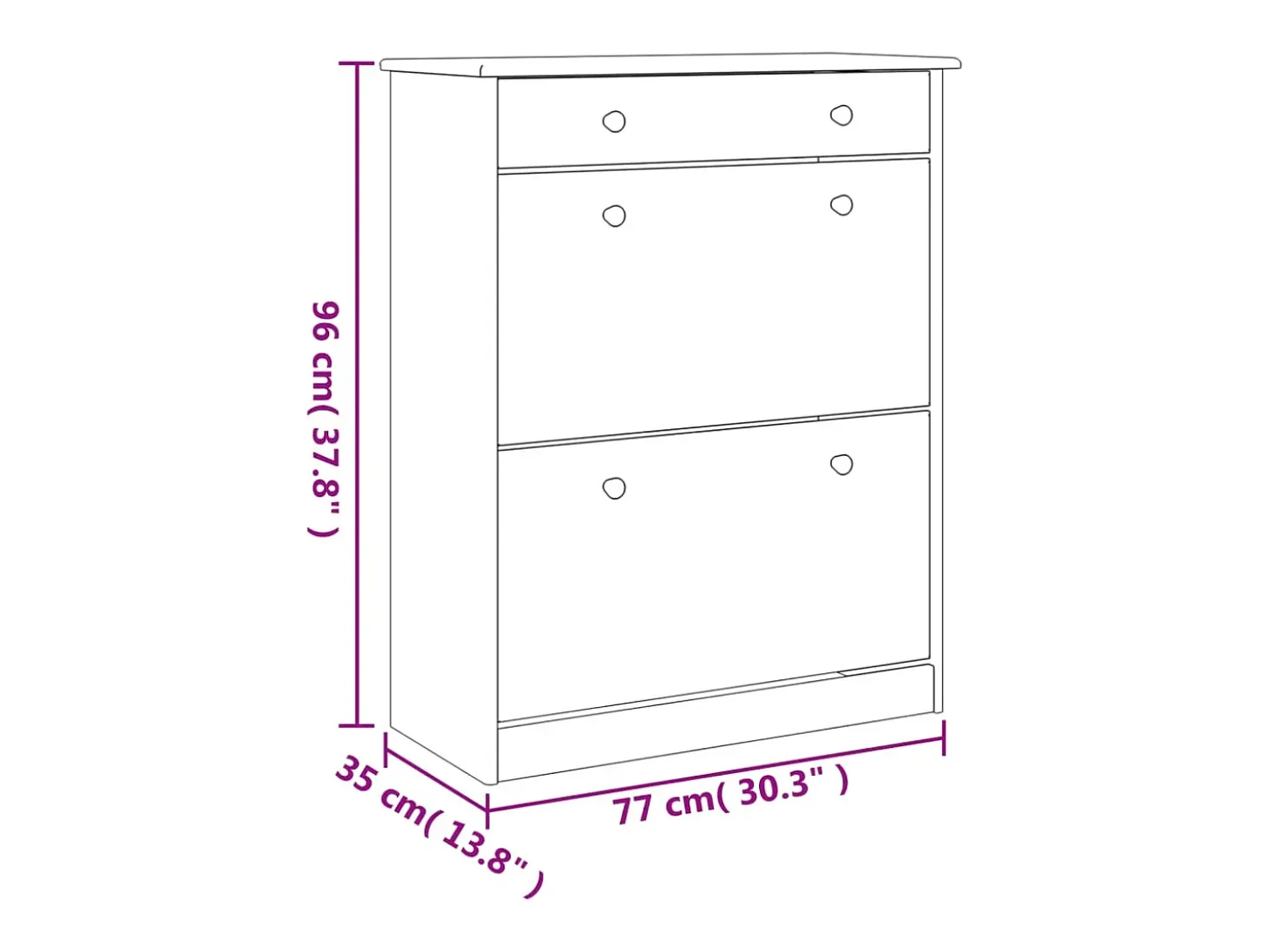 Zapatero 77x35x96 cm madera maciza de pino