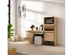 Zapatero, 187x35x145cm, Dormitorio, habitación, Cómoda, Cajonera, Tocador, Roble