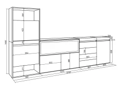 Zapatero, 274x35x145cm, Dormitorio, habitación, Chimenea eléctrica XXL, Cómoda, Cajonera, Blanco