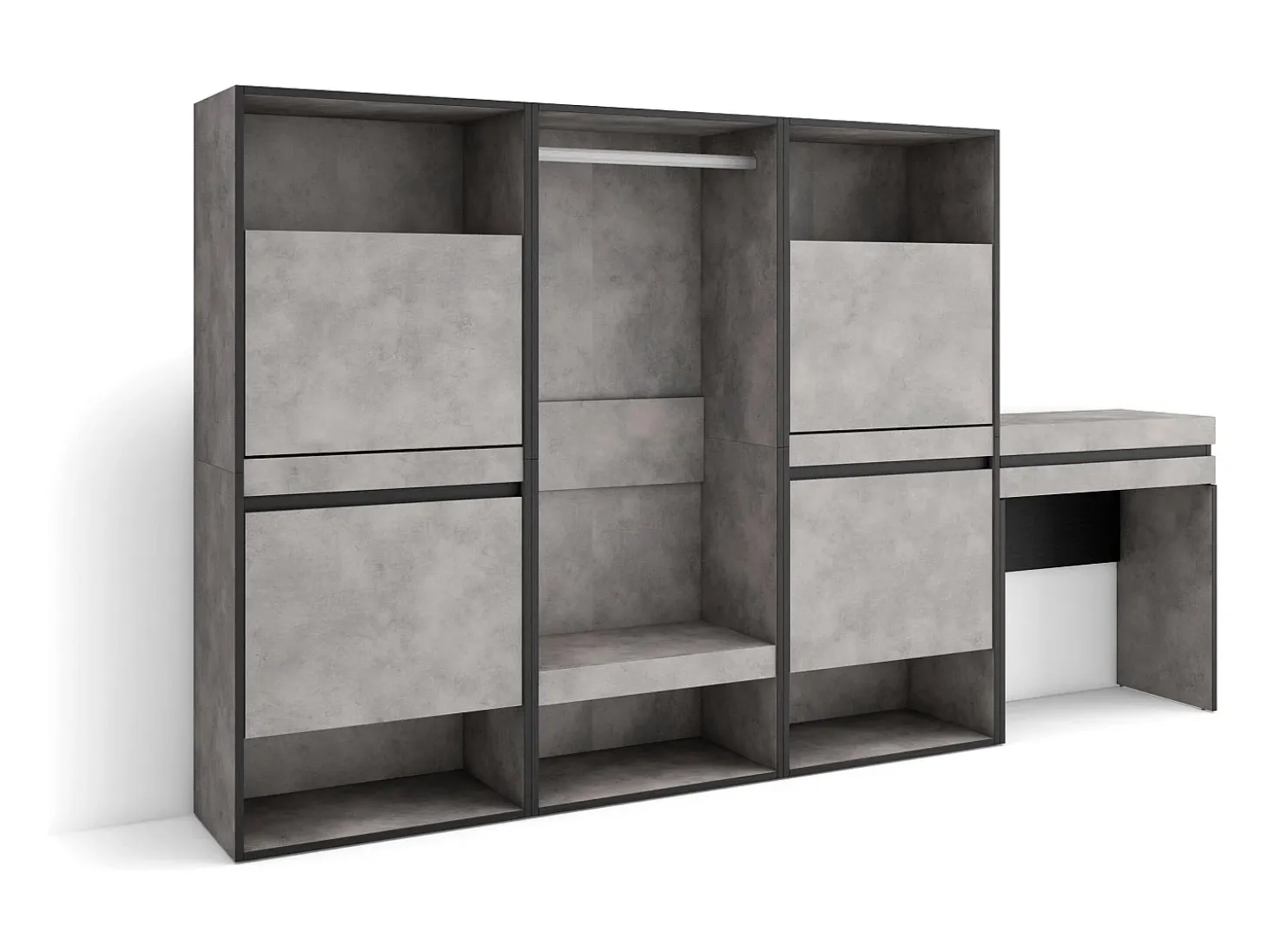 Zapatero, 250x35x145cm, Dormitorio, habitación, Vestidor abierto, Tocador, Cemento