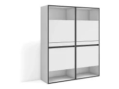 Zapatero, 120x35x145cm, Dormitorio, habitación, Mueble auxiliar, Blanco