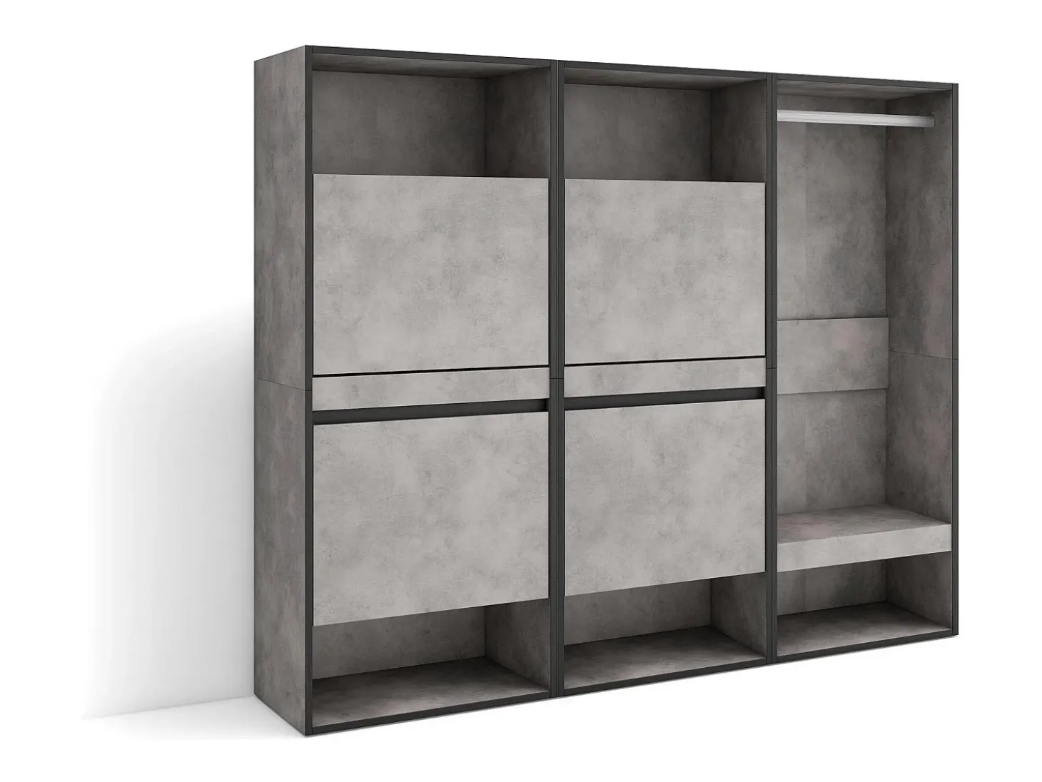Zapatero, 180x35x145cm, Dormitorio, habitación, Vestidor abierto, Cemento