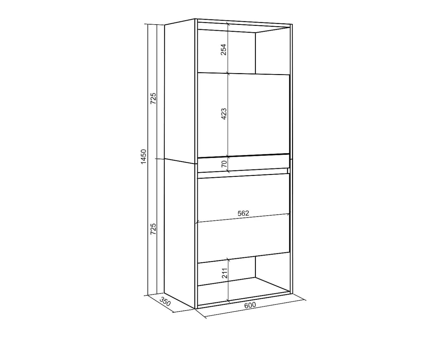 Zapatero, 60x35x145cm, Dormitorio, habitación, Mueble auxiliar, Cemento