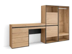 Zapatero, 247x35x145cm, Dormitorio, habitación, Vestidor abierto, Cómoda, Cajonera, Tocador, Roble