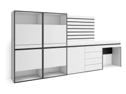 Zapatero, 297x35x145cm, Dormitorio, habitación, Cómoda, Cajonera, Listones Decorativos, Tocador, Blanco