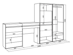 Zapatero, 247x35x145cm, Dormitorio, habitación, Vestidor abierto, Cómoda, Cajonera, Tocador, Cemento
