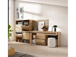 Zapatero, 297x35x145cm, Dormitorio, habitación, Cómoda, Cajonera, Listones Decorativos, Tocador, Roble