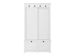 Zapatero/armario de entrada con ganchos - 100 x 50 x 180 cm - con 3 puertas - MDF - blanco
