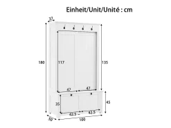 Zapatero/armario de entrada con ganchos - 100 x 50 x 180 cm - con 3 puertas - MDF - blanco