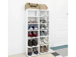Zapateros 2 uds Blanco 27,5x27x102cm madera de ingeniería