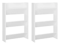 Zapateros de pared 2 uds Blanco 60x18x90 cm Aglomerado