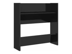 Zapateros de pared 4 uds contrachapada negro brillo 60x18x60 cm ES894574