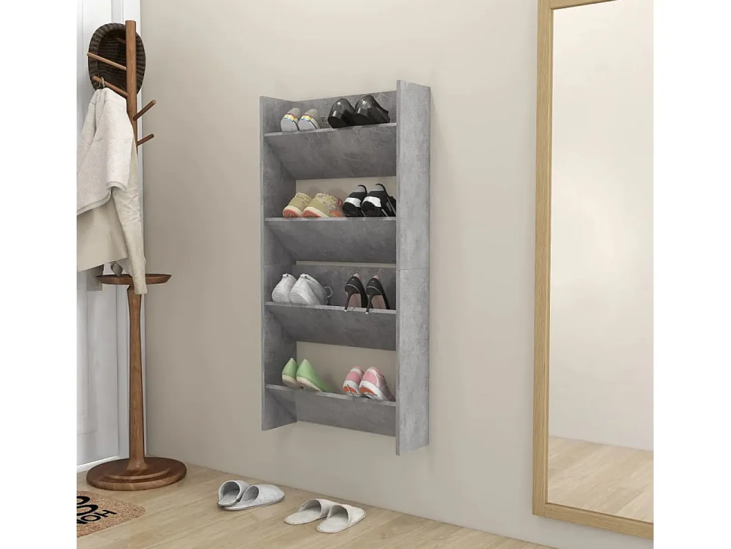Zapateros de pared 2 uds Gris hormigón 60x18x60 cm