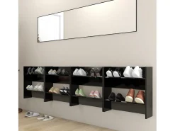 Zapateros de pared 4 uds madera contrachapada negro 60x18x60 cm ES863188