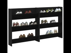 Zapateros de pared 2 uds Roble negro 60 x 18 x 60 cm
