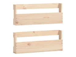 Zapateros de pared 2 uds 59x9x23 cm Pino macizo