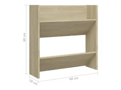 Zapateros de pared de 2 piezas roble Sonoma 60x18x60 cm