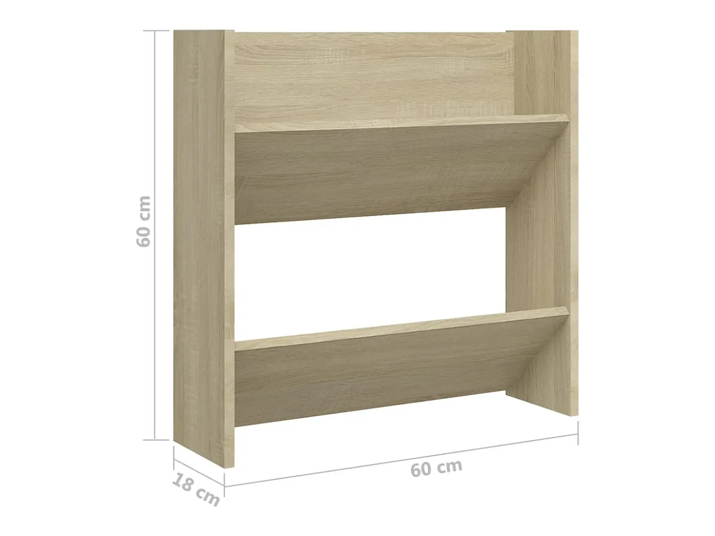 Zapateros de pared de 2 piezas roble Sonoma 60x18x60 cm