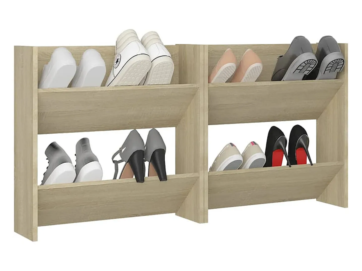 Zapateros de pared de 2 piezas roble Sonoma 60x18x60 cm