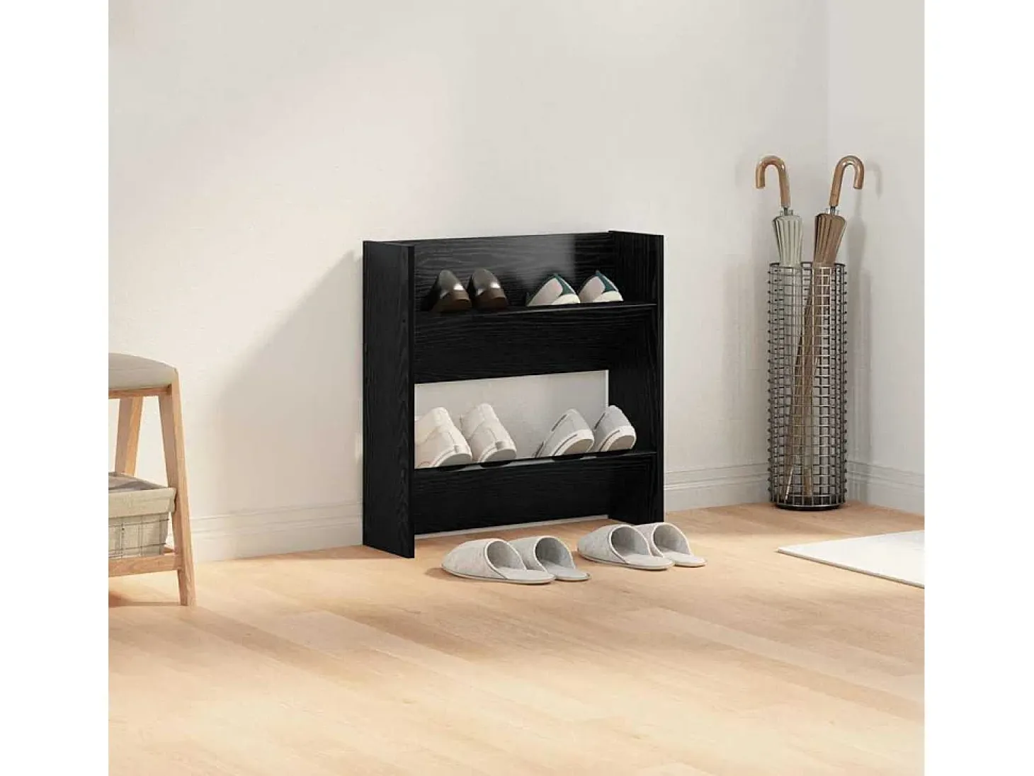 Zapateros de pared Roble negro 60 x 18 x 60 cm