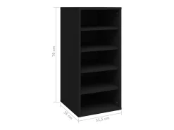 zapateros negros de 31,5 x 35 x 70 cm de madera de ingeniería