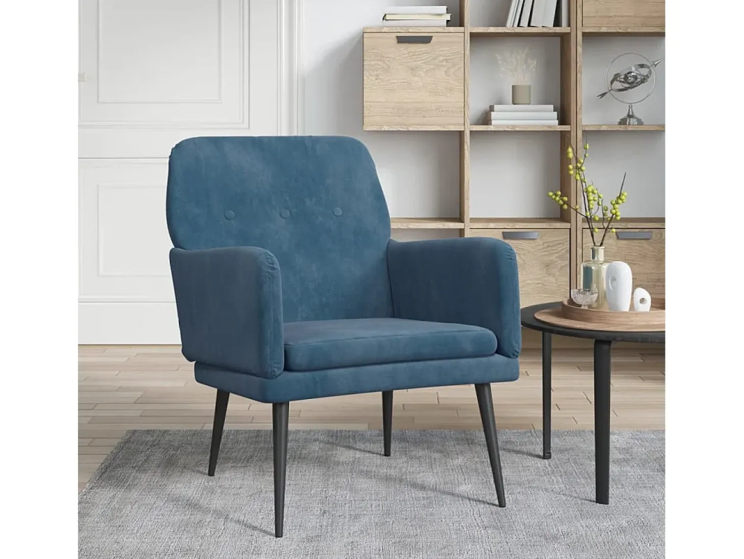 Zarina Sillón de terciopelo azul 62x79x79 cm