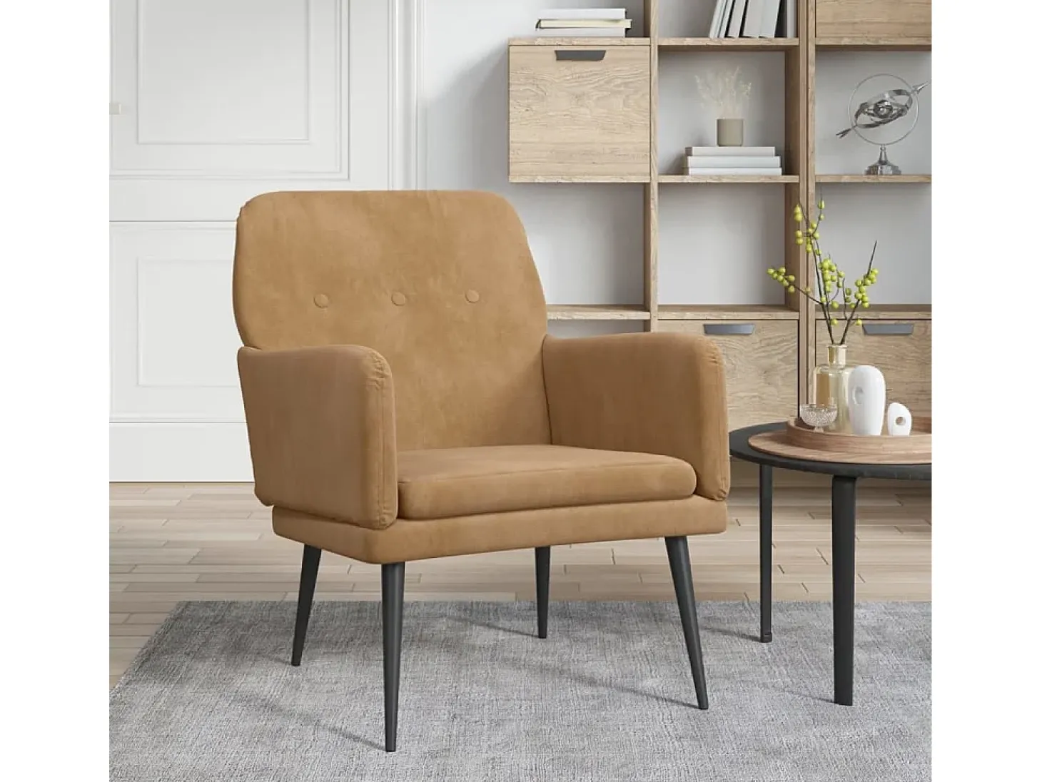 Zarina Sillón de terciopelo marrón 62x79x79 cm