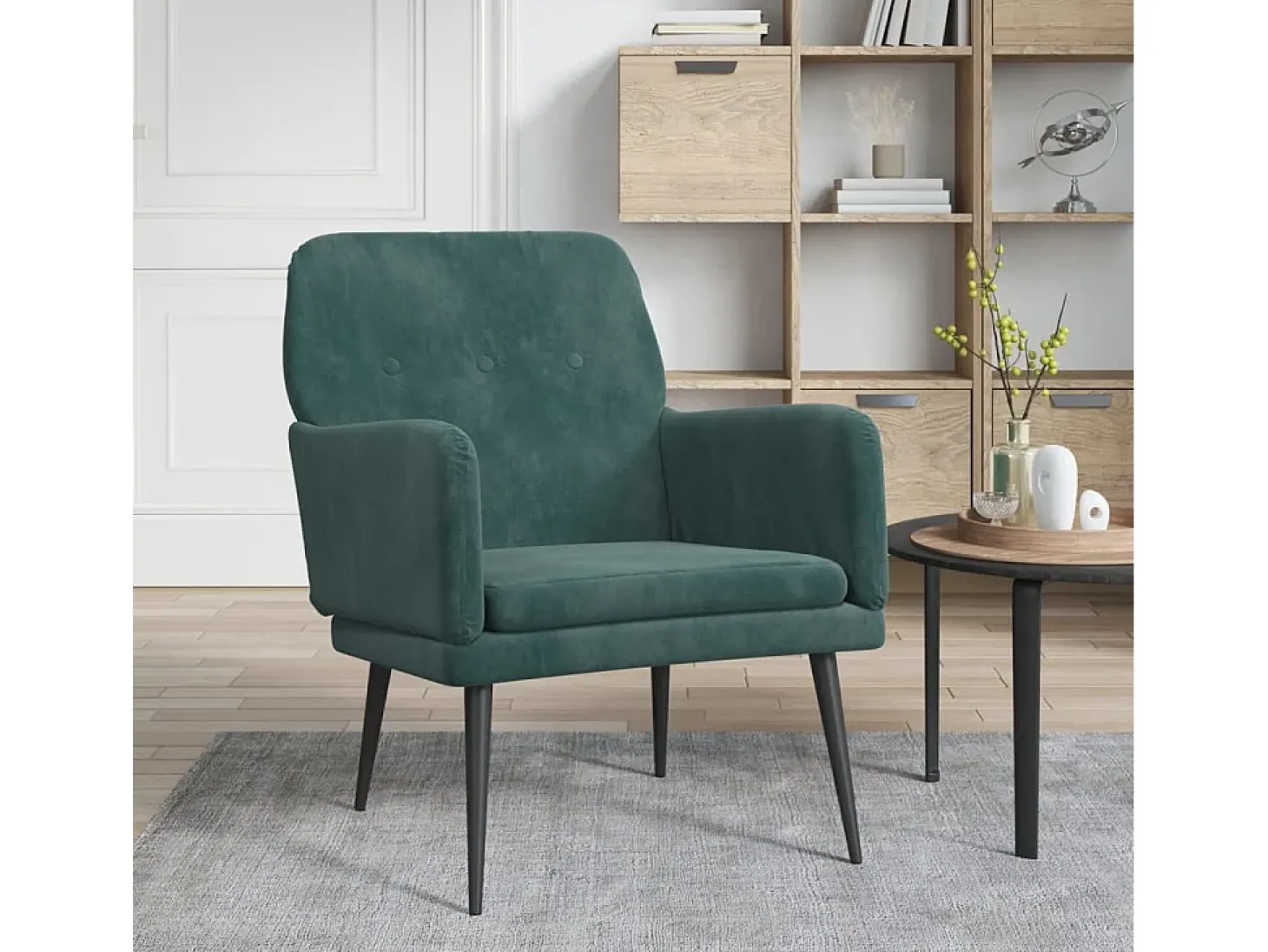 Zarina Sillón de terciopelo verde oscuro 62x79x79 cm