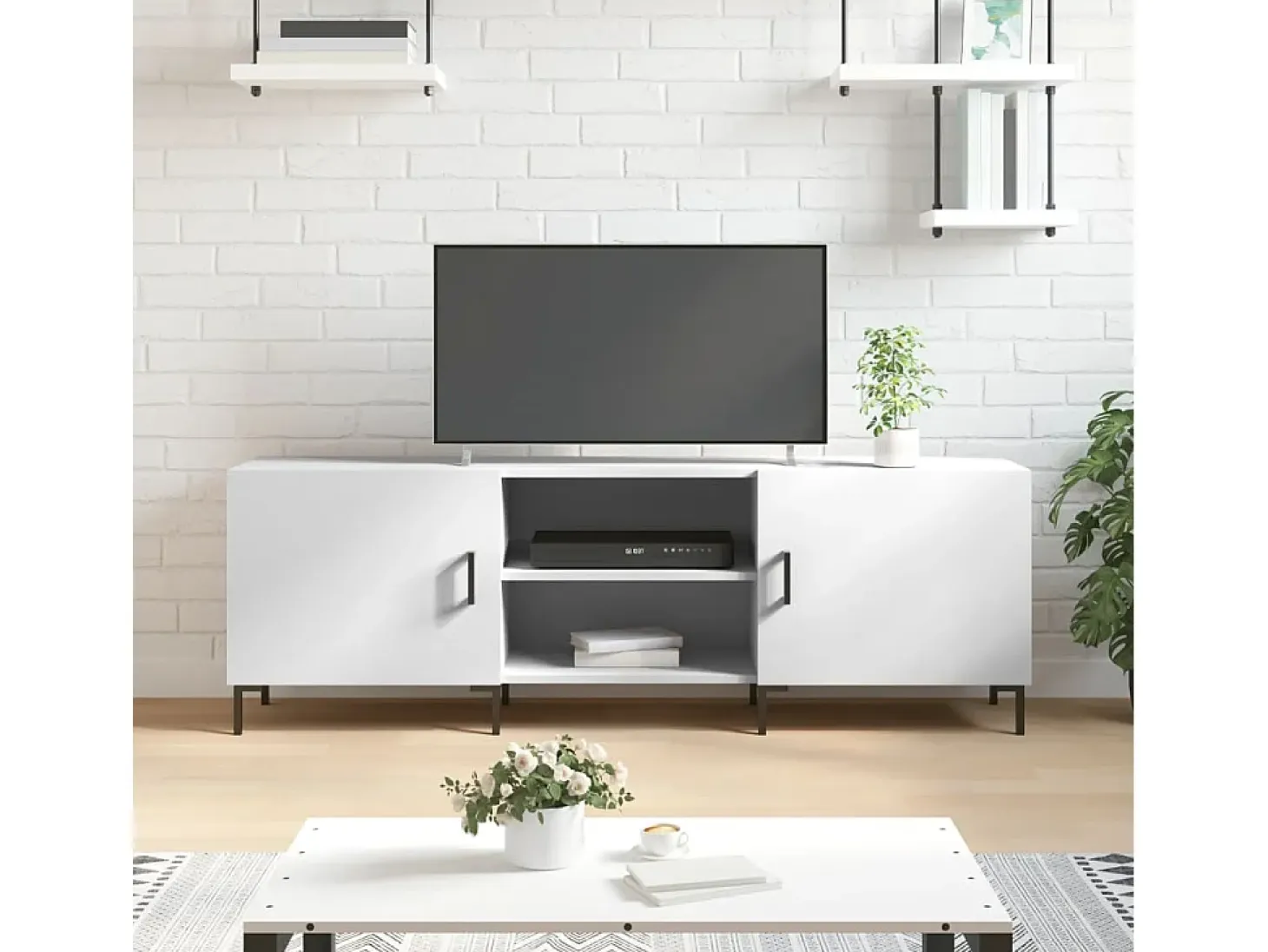 Zendra Mueble para TV madera de ingeniería blanco 150x30x50 cm