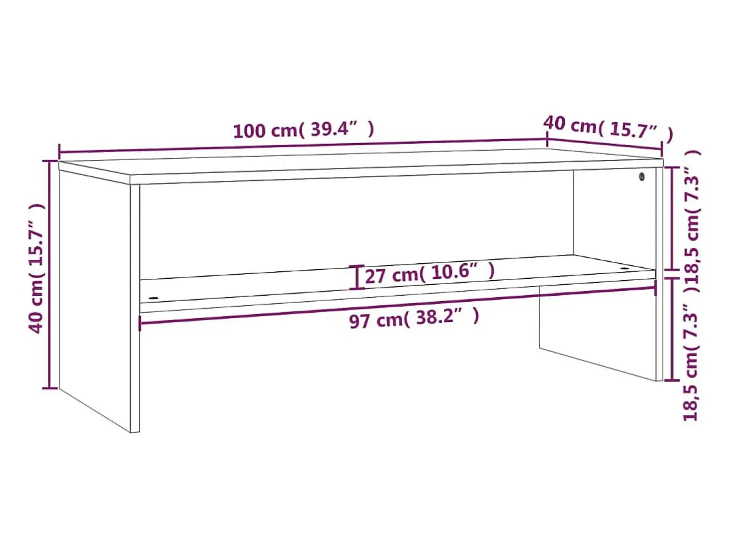 Zerina Mueble de TV madera contrachapada roble ahumado 100x40x40 cm