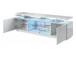 Zohra soporte de TV LED negro brillante 180 cm - blanco