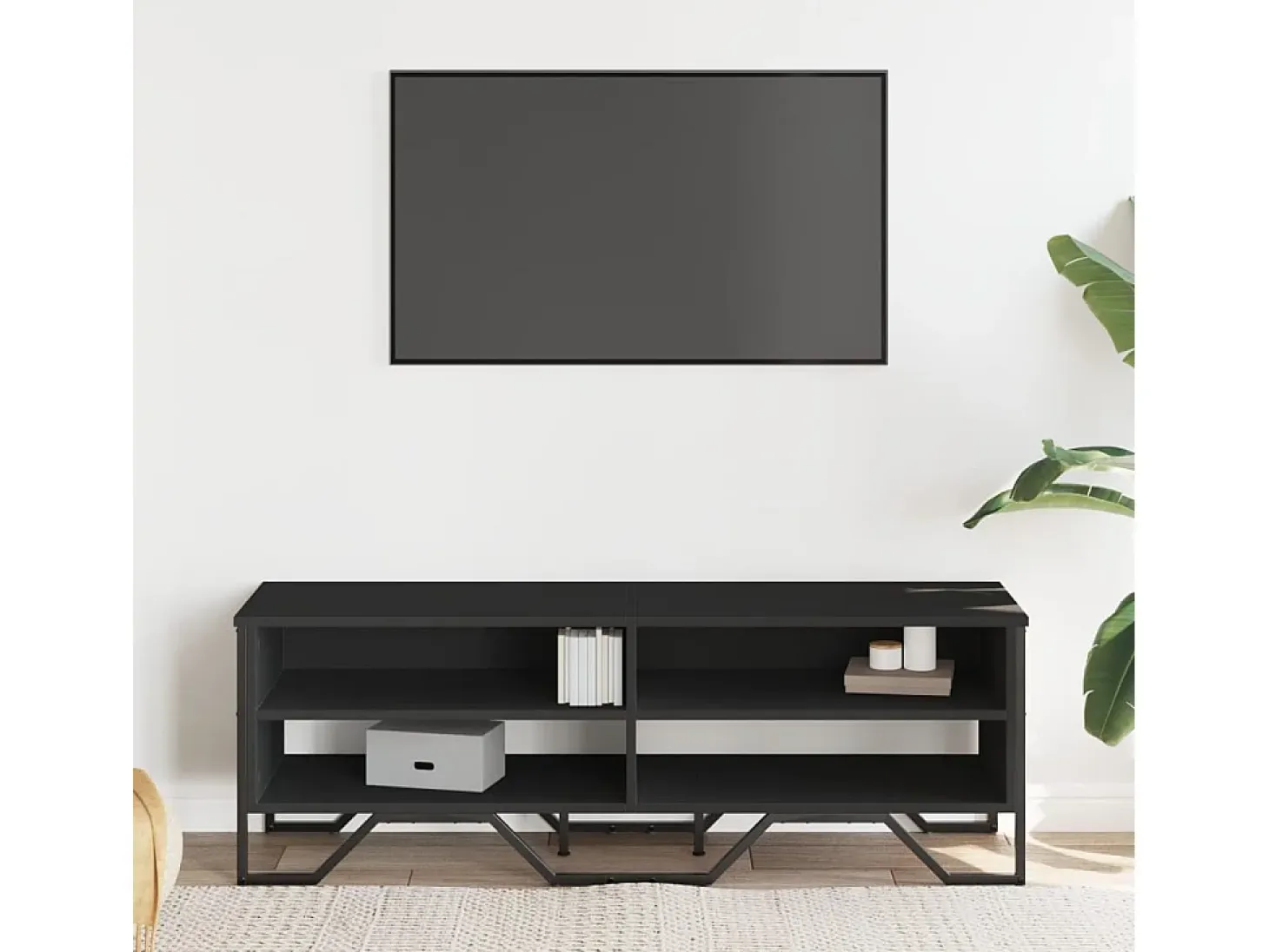 Zylar Mueble de TV madera de ingeniería negro 122x34x41 cm